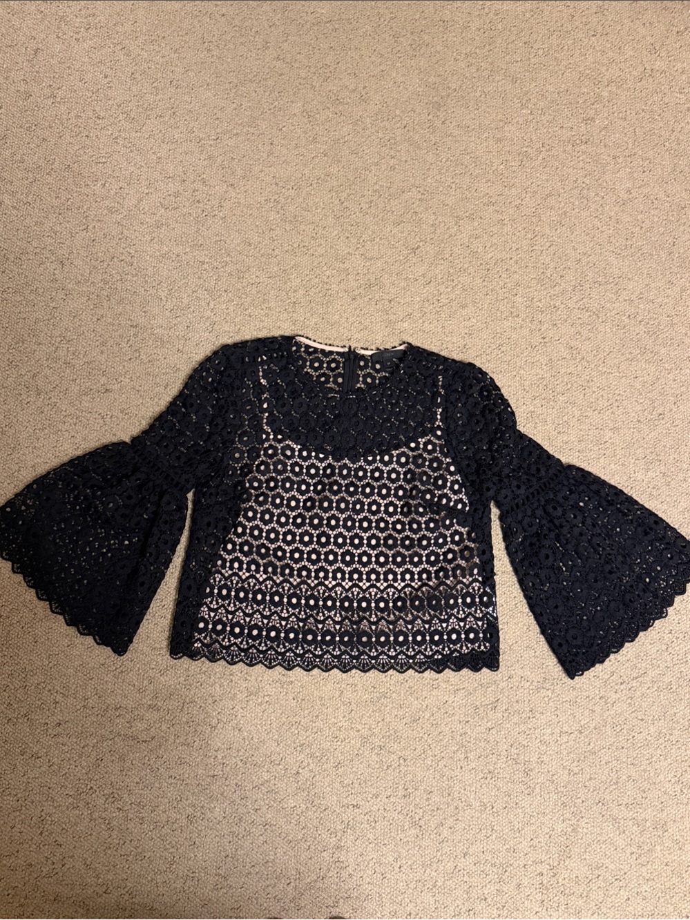 J. Crew Crochet Lace Bell-Sleeve Blouse